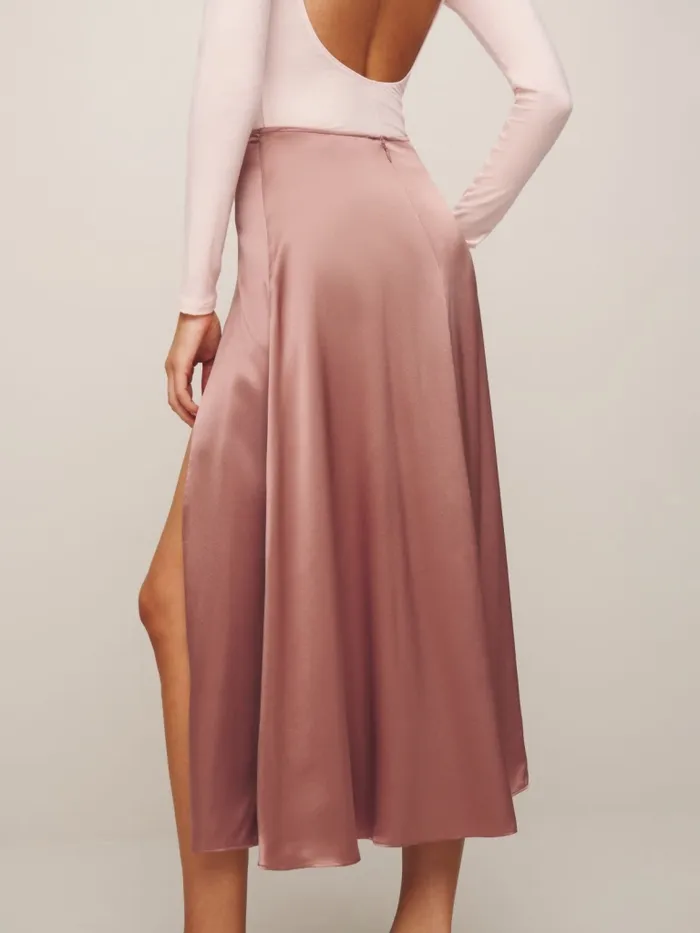 Reformation Skirts Vlora Silk Skirt Praline 8211 Women Reformation Skirts Vlora Silk Skirt Praline 8211 Women