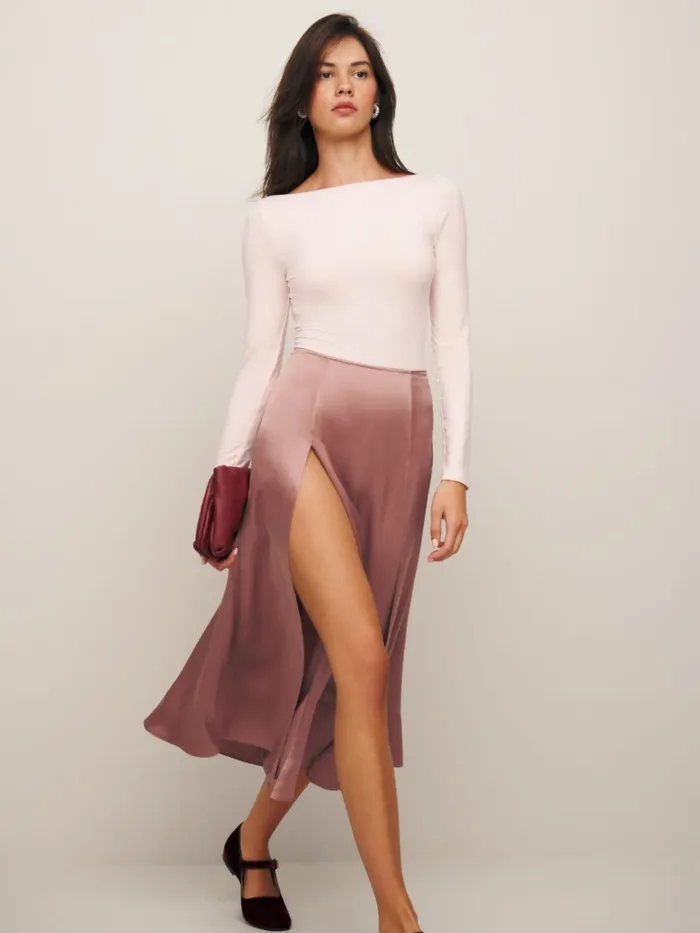 Reformation Skirts Vlora Silk Skirt Praline 8211 Women Reformation Skirts Vlora Silk Skirt Praline 8211 Women