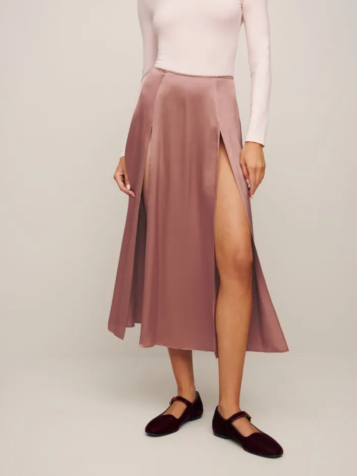 Reformation Skirts Vlora Silk Skirt Praline 8211 Women Reformation Skirts Vlora Silk Skirt Praline 8211 Women