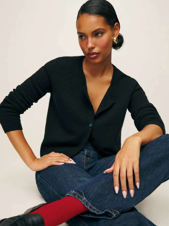 Reformation Sweaters Clara Cashmere Crew Cardigan Black 8211 Women Reformation Sweaters Clara Cashmere Crew Cardigan Black 8211 Women