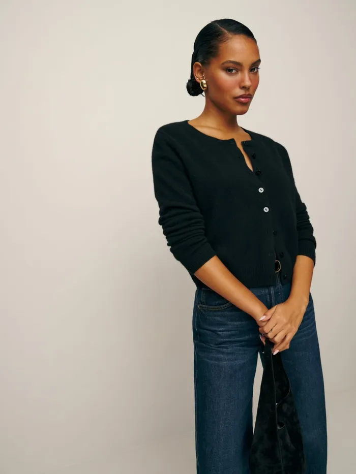 Reformation Sweaters Clara Cashmere Crew Cardigan Black 8211 Women Reformation Sweaters Clara Cashmere Crew Cardigan Black 8211 Women