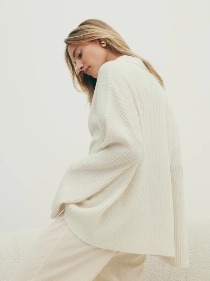 Reformation Sweaters Fantino Cashmere Collared Cardigan Gossamer 8211 Women