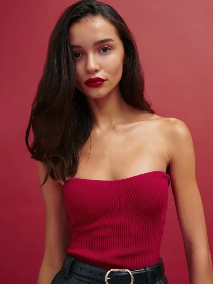 Reformation Sweaters Jenni Strapless Sweater Lipstick 8211 Women