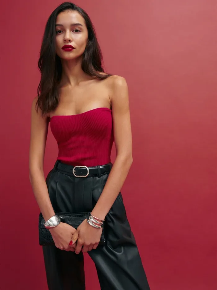 Reformation Sweaters Jenni Strapless Sweater Lipstick 8211 Women
