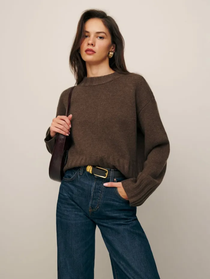 Reformation Sweaters Mer Regenerative Wool Sweater Cocoa 8211 Women