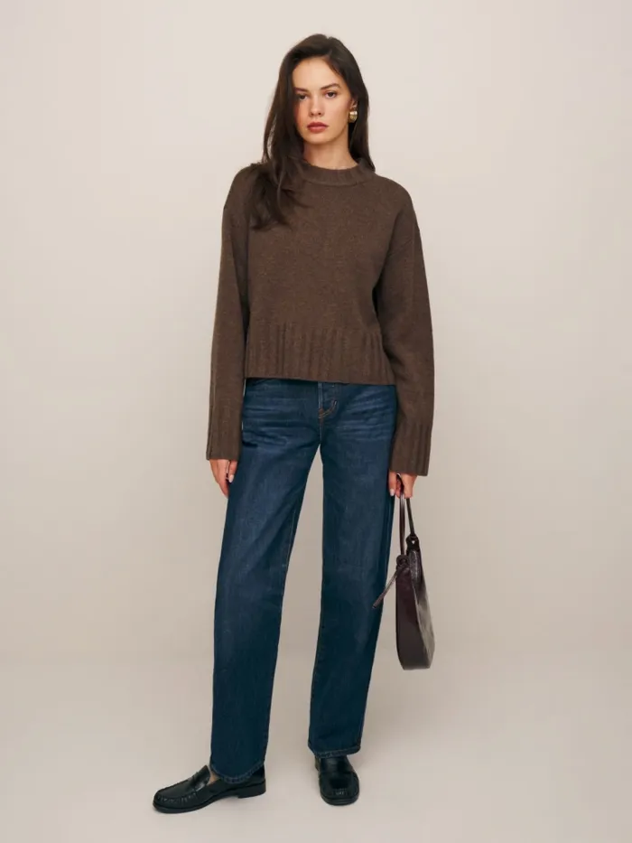 Reformation Sweaters Mer Regenerative Wool Sweater Cocoa 8211 Women