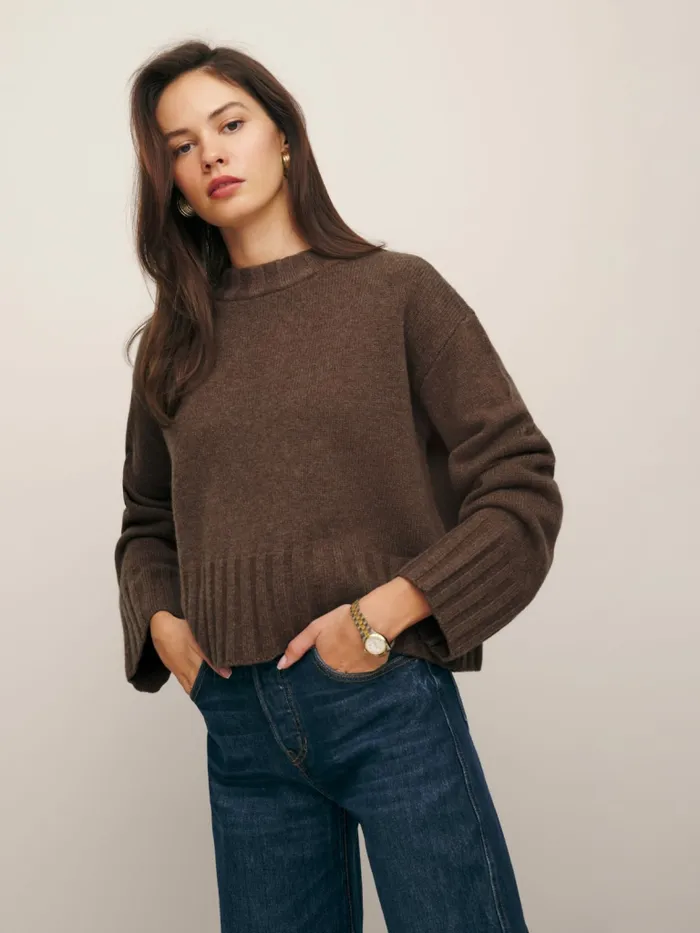 Reformation Sweaters Mer Regenerative Wool Sweater Cocoa 8211 Women