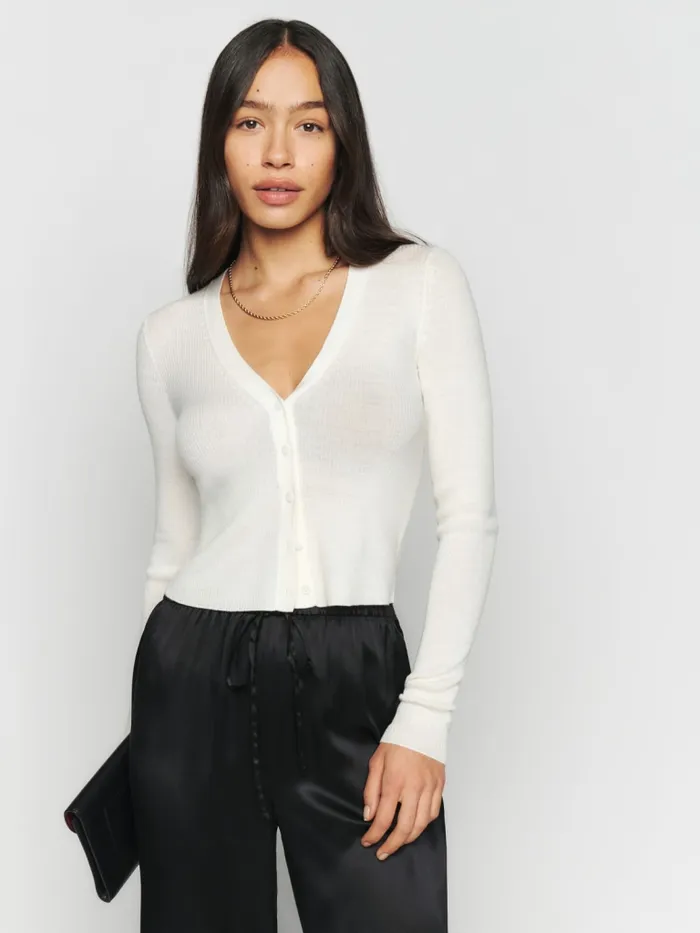 Reformation Sweaters Petra Regenerative Merino Cardigan Cream 8211 Women