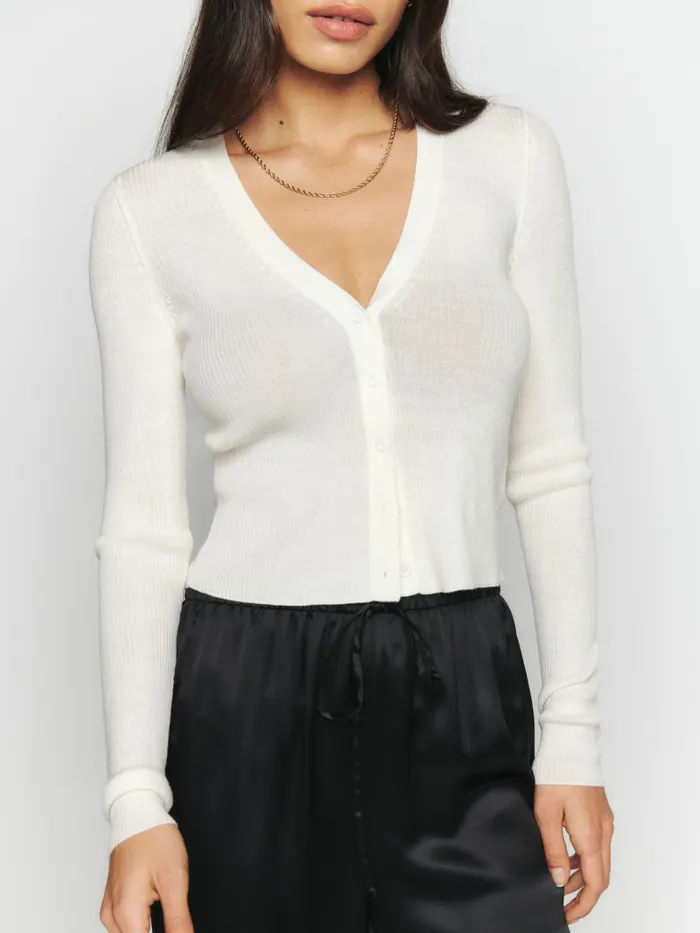 Reformation Sweaters Petra Regenerative Merino Cardigan Cream 8211 Women