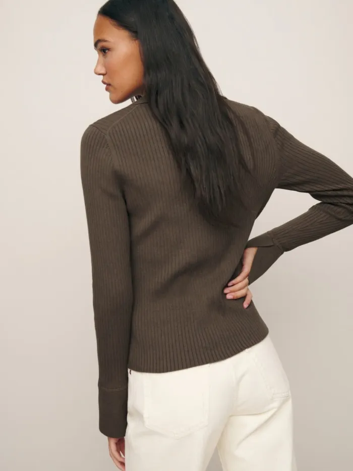 Reformation Sweaters Valentina Ribbed Open Cardigan Putty 8211 Women