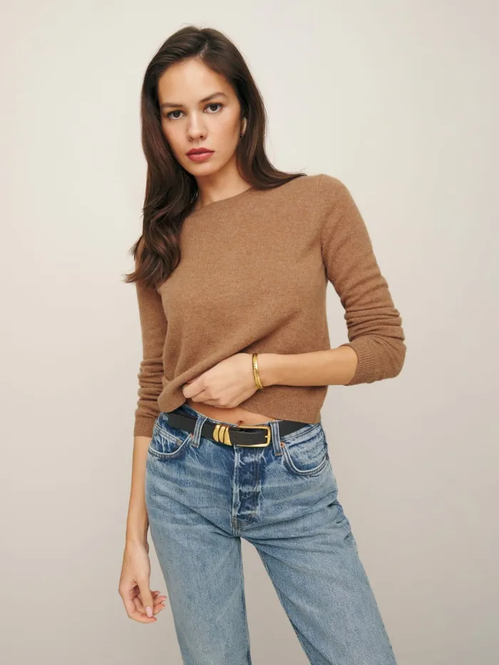 Reformation Sweaters Vann Cashmere Sweater Camel 8211 Women