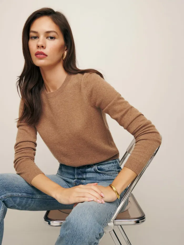 Reformation Sweaters Vann Cashmere Sweater Camel 8211 Women