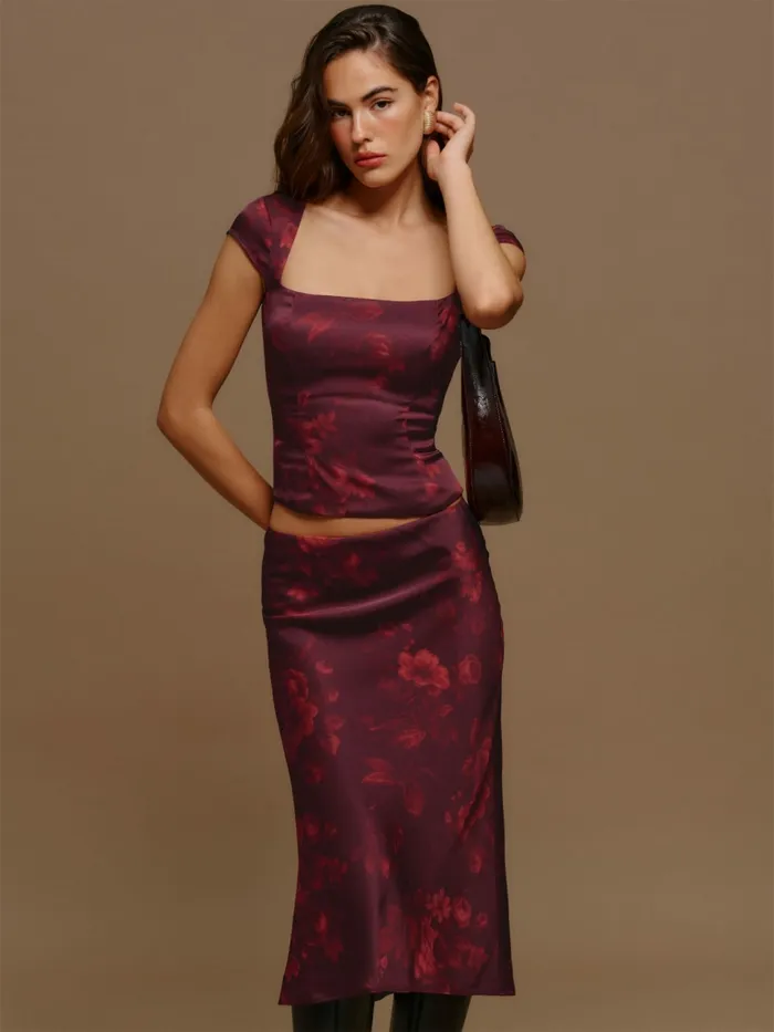 Reformation Tops Cora Satin Top Sanguine 8211 Women Reformation Tops Cora Satin Top Sanguine 8211 Women
