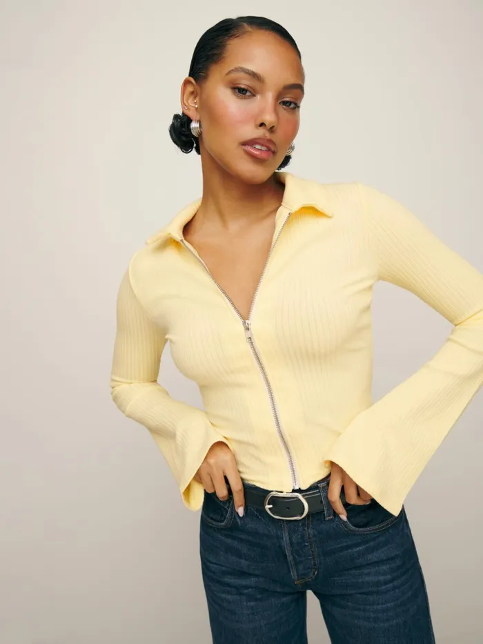 Reformation Tops Duke Knit Top Buttercream 8211 Women