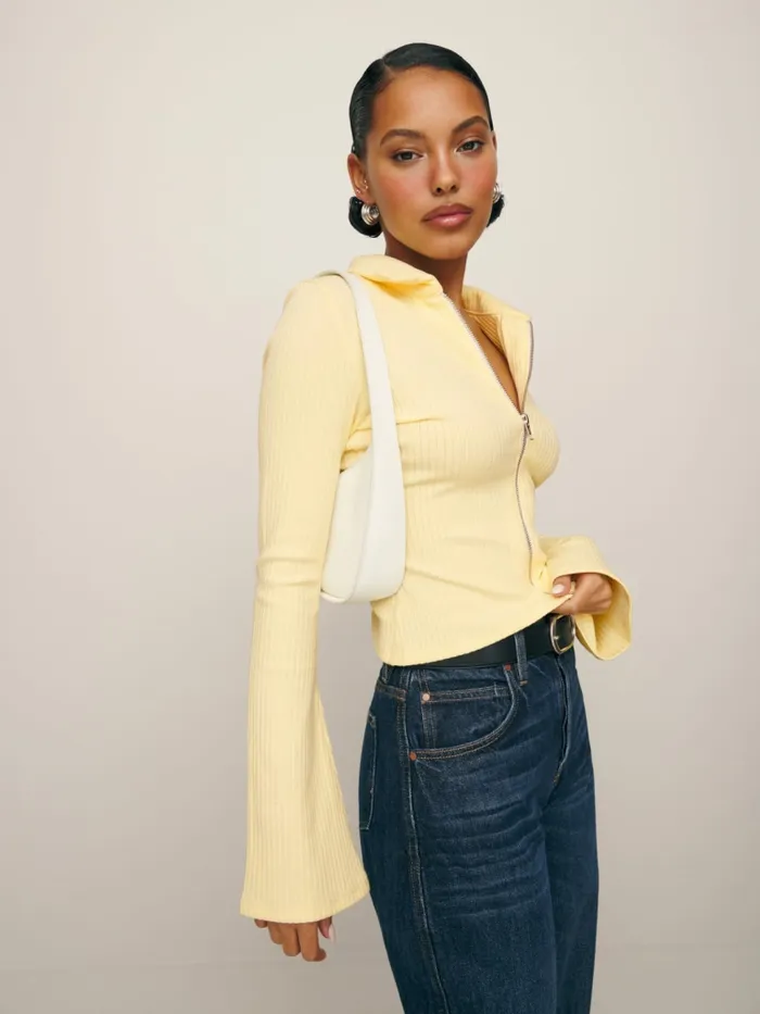Reformation Tops Duke Knit Top Buttercream 8211 Women