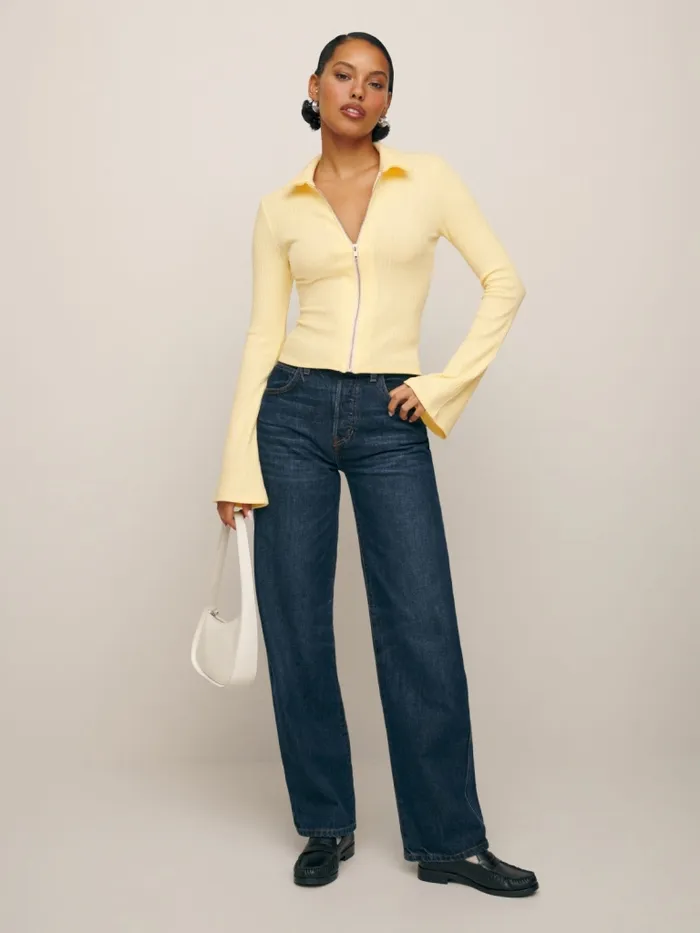 Reformation Tops Duke Knit Top Buttercream 8211 Women