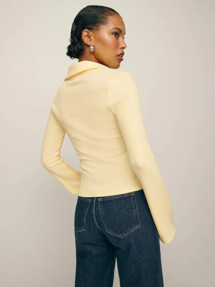 Reformation Tops Duke Knit Top Buttercream 8211 Women