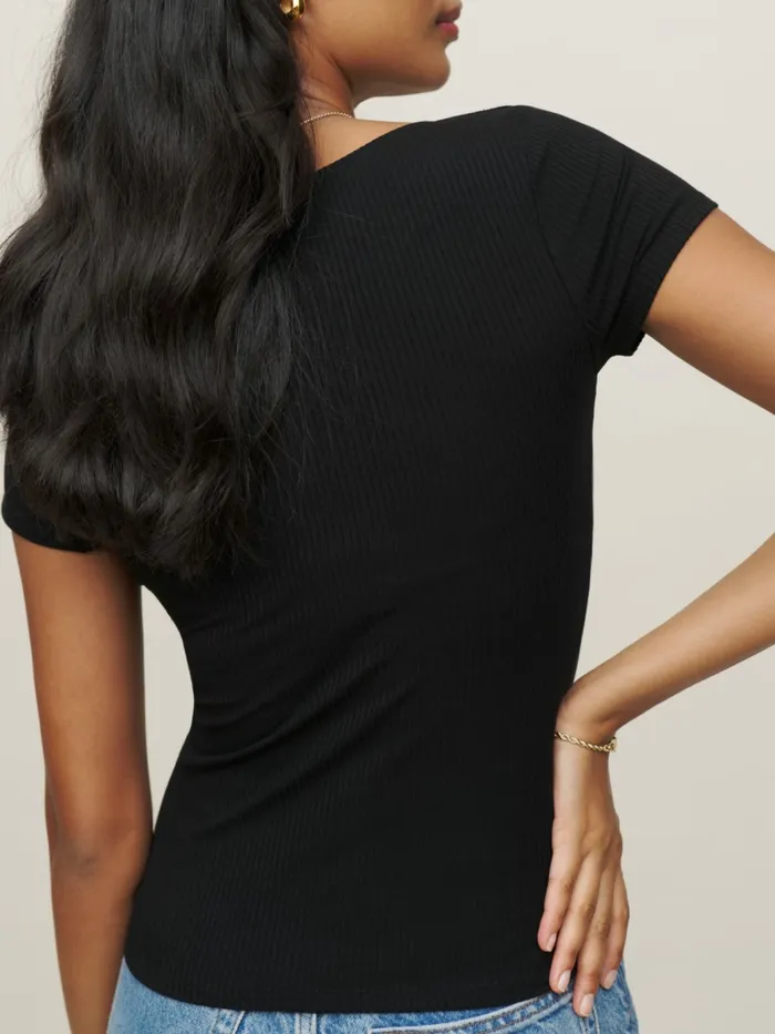 Reformation Tops Emely Knit Top Black 8211 Women Reformation Tops Emely Knit Top Black 8211 Women