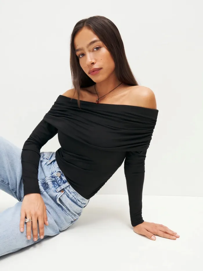 Reformation Tops Florentina Knit Top Black 8211 Women