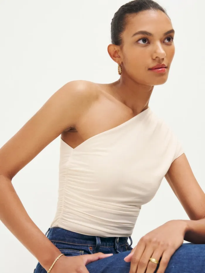 Reformation Tops Francisco Knit Top Cream 8211 Women