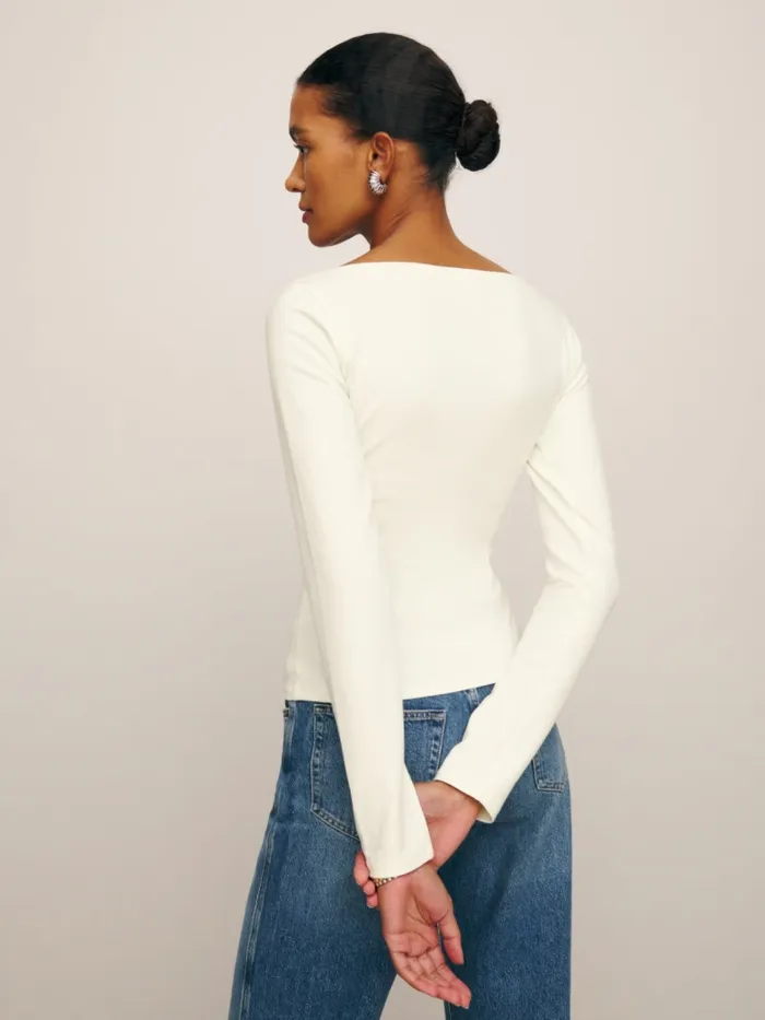 Reformation Tops Graham Knit Top Ivory 8211 Women