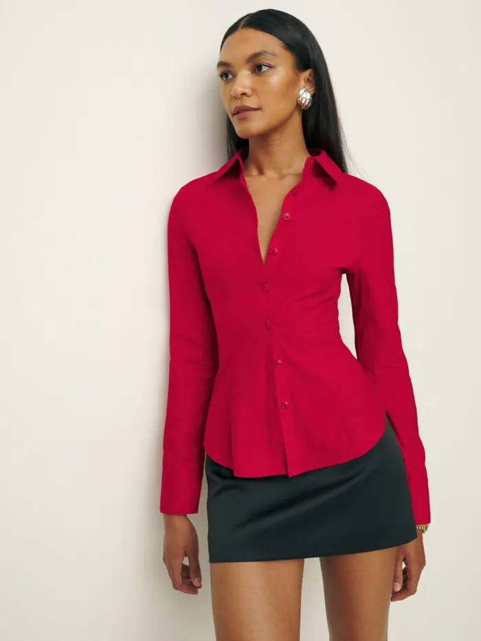 Reformation Tops Jodie Shirt Lipstick 8211 Women