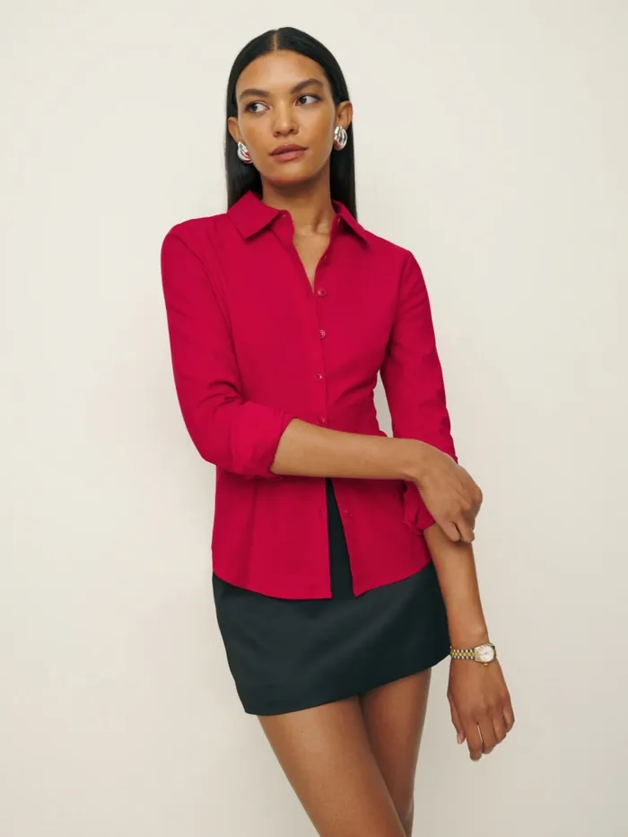 Reformation Tops Jodie Shirt Lipstick 8211 Women