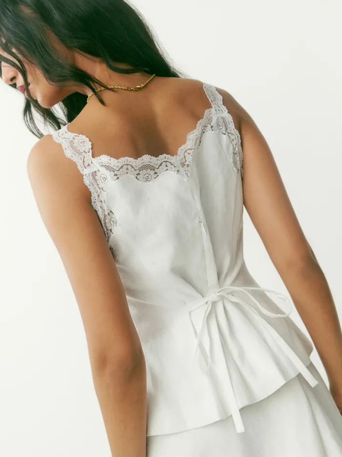 Reformation Tops Josefina Linen Top White 8211 Women Reformation Tops Josefina Linen Top White 8211 Women