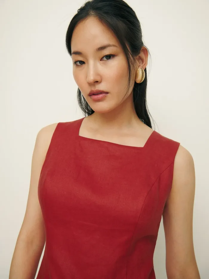 Reformation Tops Kiko Linen Top Sundried Tomato 8211 Women
