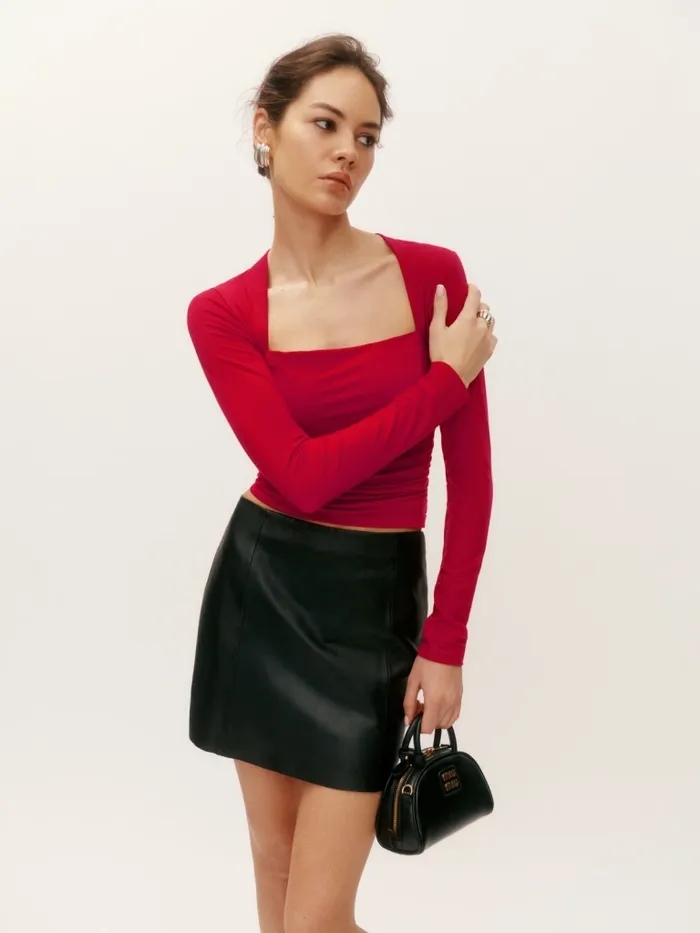 Reformation Tops Laurel Knit Top Lipstick 8211 Women