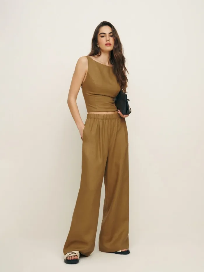 Reformation Tops Marleigh Linen Top Ginger 8211 Women Reformation Tops Marleigh Linen Top Ginger 8211 Women