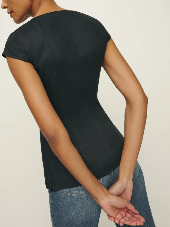 Reformation Tops Meela Linen Top Black 8211 Women