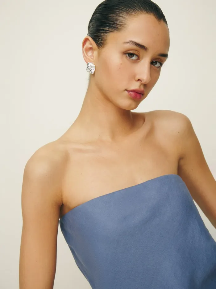 Reformation Tops Mollie Linen Top Cornflower 8211 Women