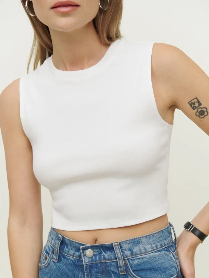 Reformation Tops Raiden Knit Tank Bleach 8211 Women