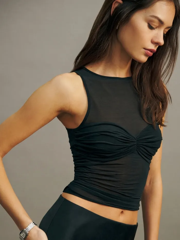 Reformation Tops Rose Knit Top Black 8211 Women