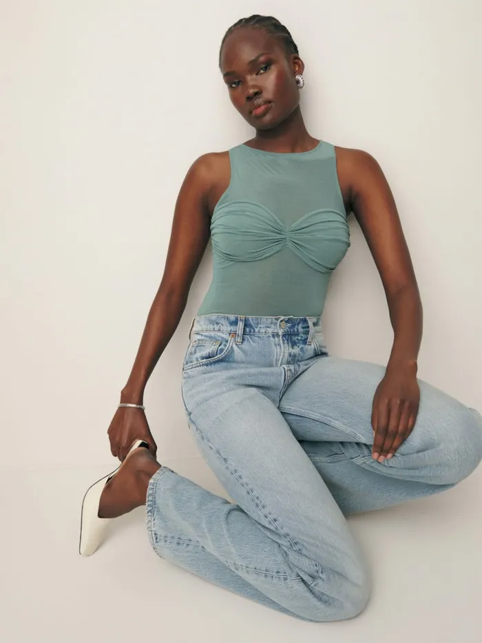 Reformation Tops Rose Knit Top Verdigris 8211 Women