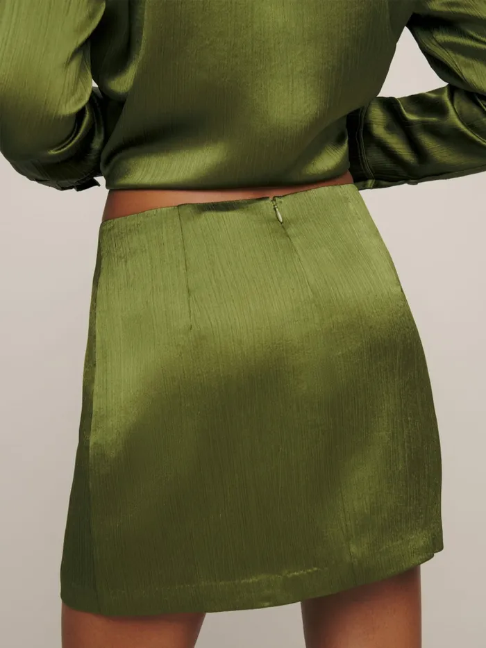 Reformation Tops Sky Relaxed Satin Top Pear Crinkle 8211 Women
