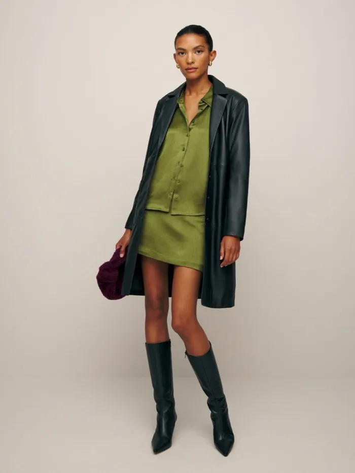 Reformation Tops Sky Relaxed Satin Top Pear Crinkle 8211 Women