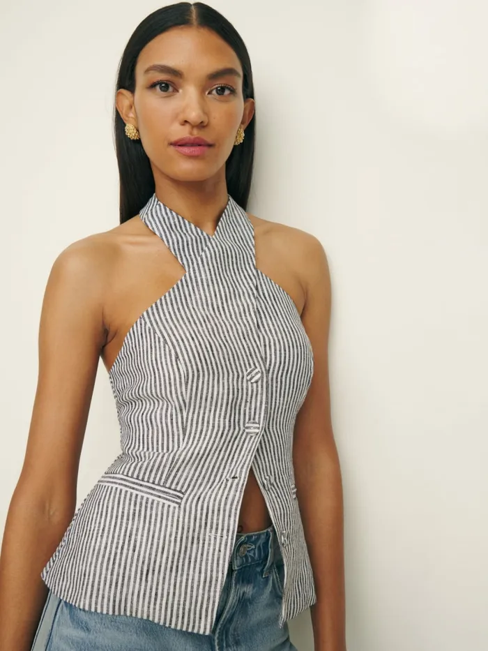 Reformation Tops Tate Linen Top Vineyard 8211 Women