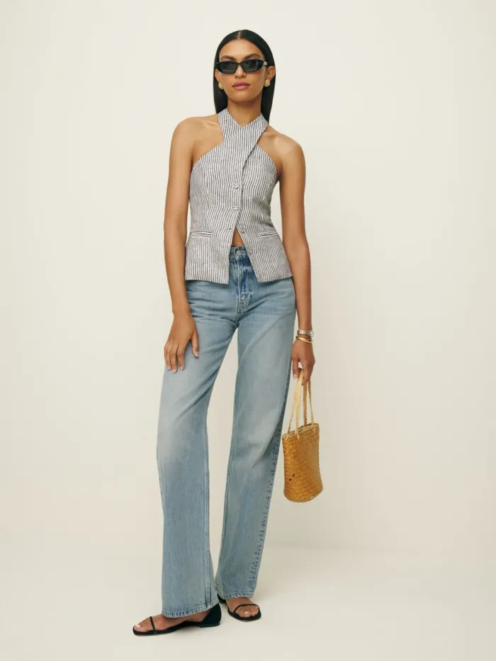 Reformation Tops Tate Linen Top Vineyard 8211 Women