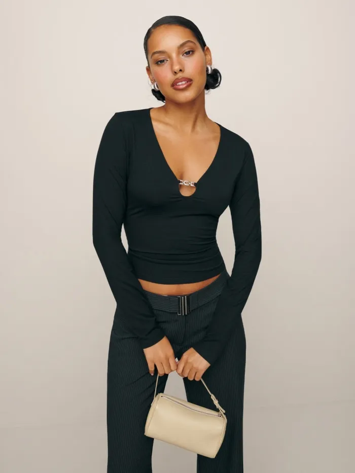 Reformation Tops Zora Knit Top Black 8211 Women