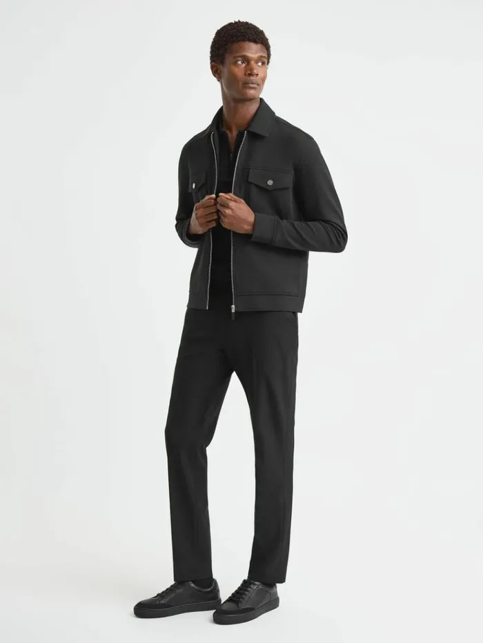 REISS Coats and Jackets Men Interlock Jersey ZipThrough Jacket Black REISS Coats and Jackets Men Interlock Jersey ZipThrough Jacket Black