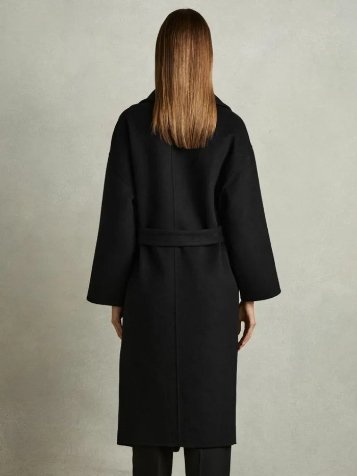REISS Coats and Jackets Women WoolBlend Blindseam Coat Black