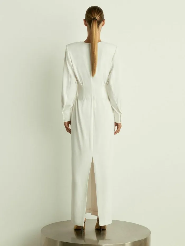 REISS Dresses Women PlungeNeck Crepe Maxi Dress White