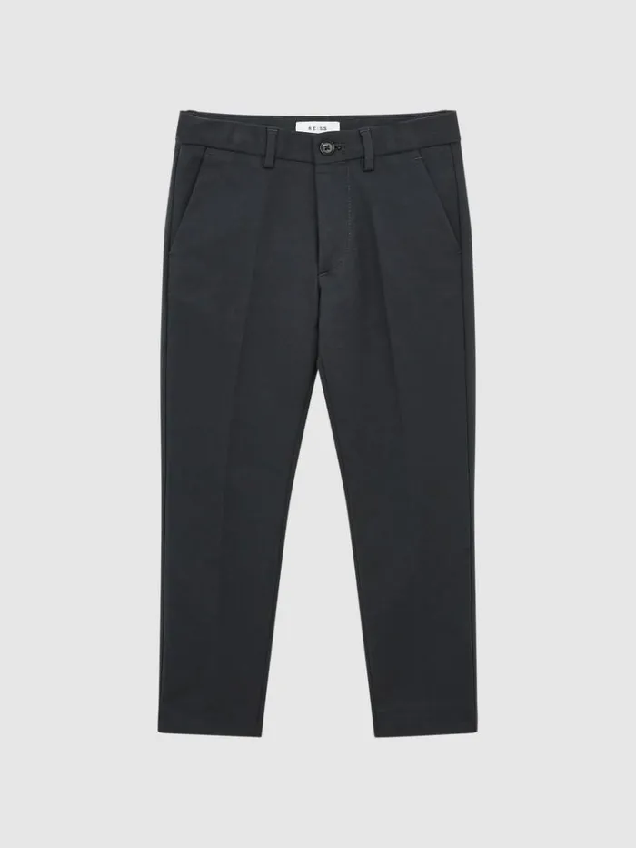 REISS Pants Children Slim Fit Adjustable Waist Chinos Steel Blue