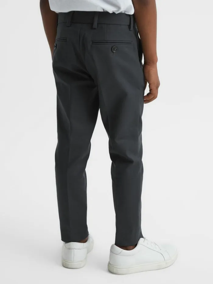 REISS Pants Children Slim Fit Adjustable Waist Chinos Steel Blue