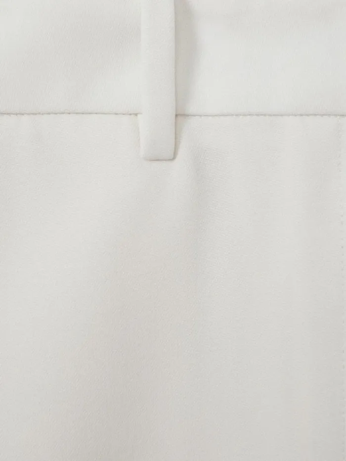 REISS Pants Women Wool Blend Wide Leg Tux Trousers White