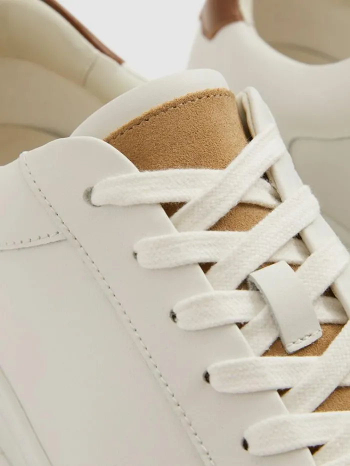 REISS Sneakers Men Leather Suede Detail Trainers Camelecru