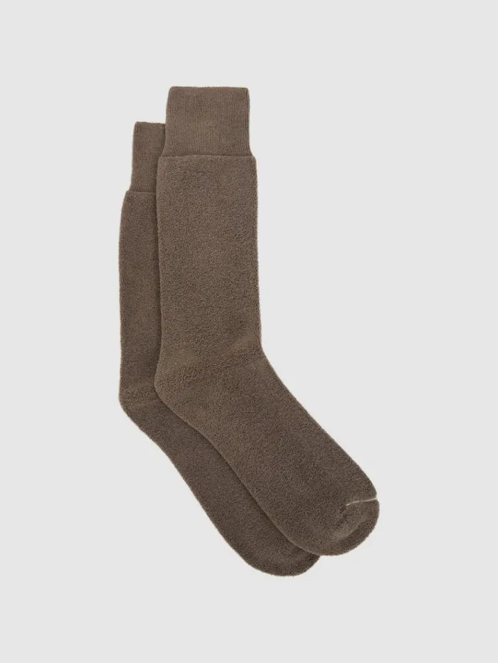 REISS Socks and Underwear Men Cotton Blend Terry Towelling Socks Taupe Melange