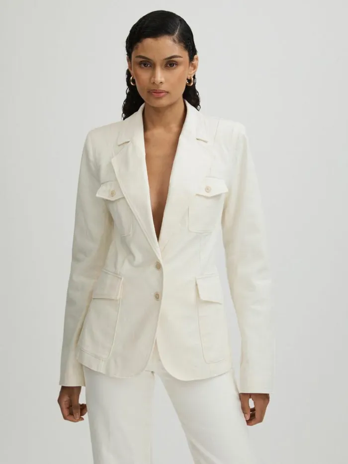 REISS Suits and Tailoring Women Paige Denim Blazer Ivory